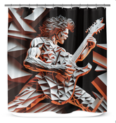 Waterproof R&B Ripples Shower Curtain in a beautifully lit bathroom setting.
